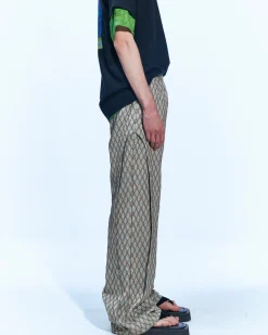Andersson Bell Makeni Jacquard Track Pants Apa590M(Beige)-Men Trousers