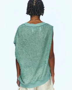 Andersson Bell Mario Summer Shaggy V-Neck Vest Atb960M(Green)-Men Knitwear