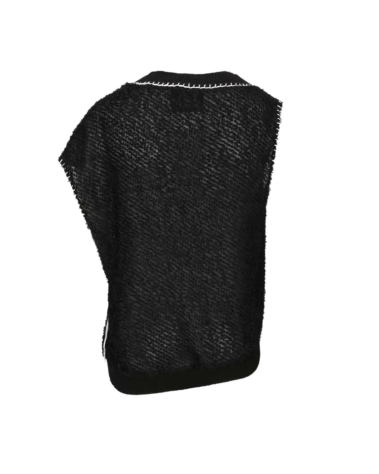 Andersson Bell Mario Summer Shaggy V-Neck Vest Atb960M(Black)-Men Knitwear