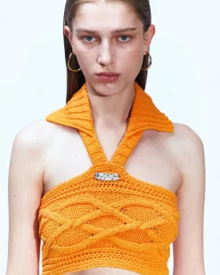 Andersson Bell Marlow Halter Cable Top Atb890W(Mandarin)-Women Tops