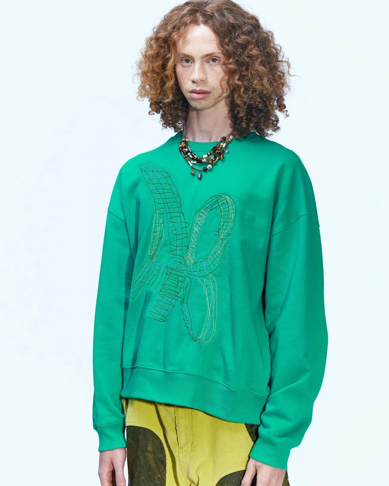 Andersson Bell (Men) (Essential) Unisex New Ab Logo Embroidery Sweatshirt Atb899U(Green)-Men Sweatshirts