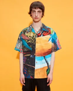 Andersson Bell (Men) Unisex Impressionist Printed Shirt Atb685U(Red)-Men Shirts