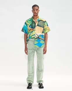 Andersson Bell (Men) Unisex Impressionist Printed Shirt Atb685U(Green)-Men Shirts