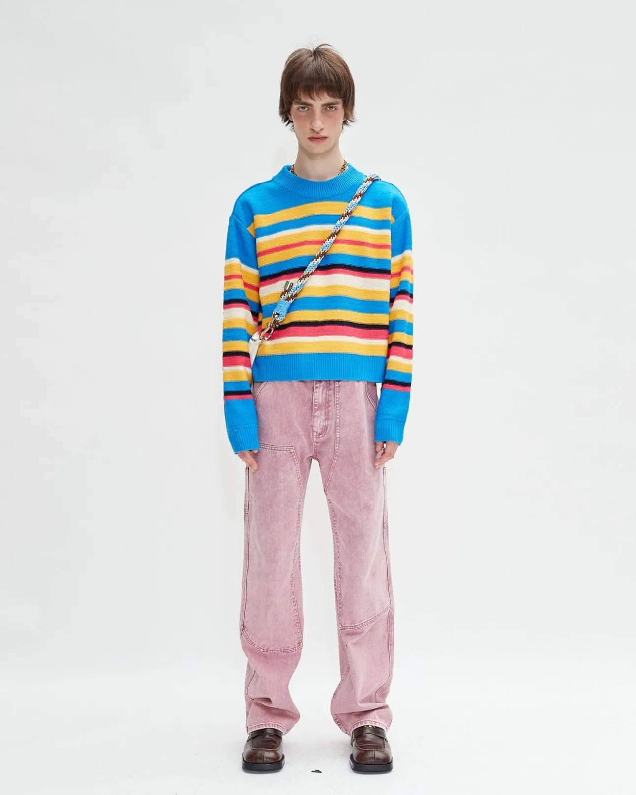 Andersson Bell (Men) Unisex Multi Stripe Sweater Atb675U(Blue Multi)-Men Knitwear