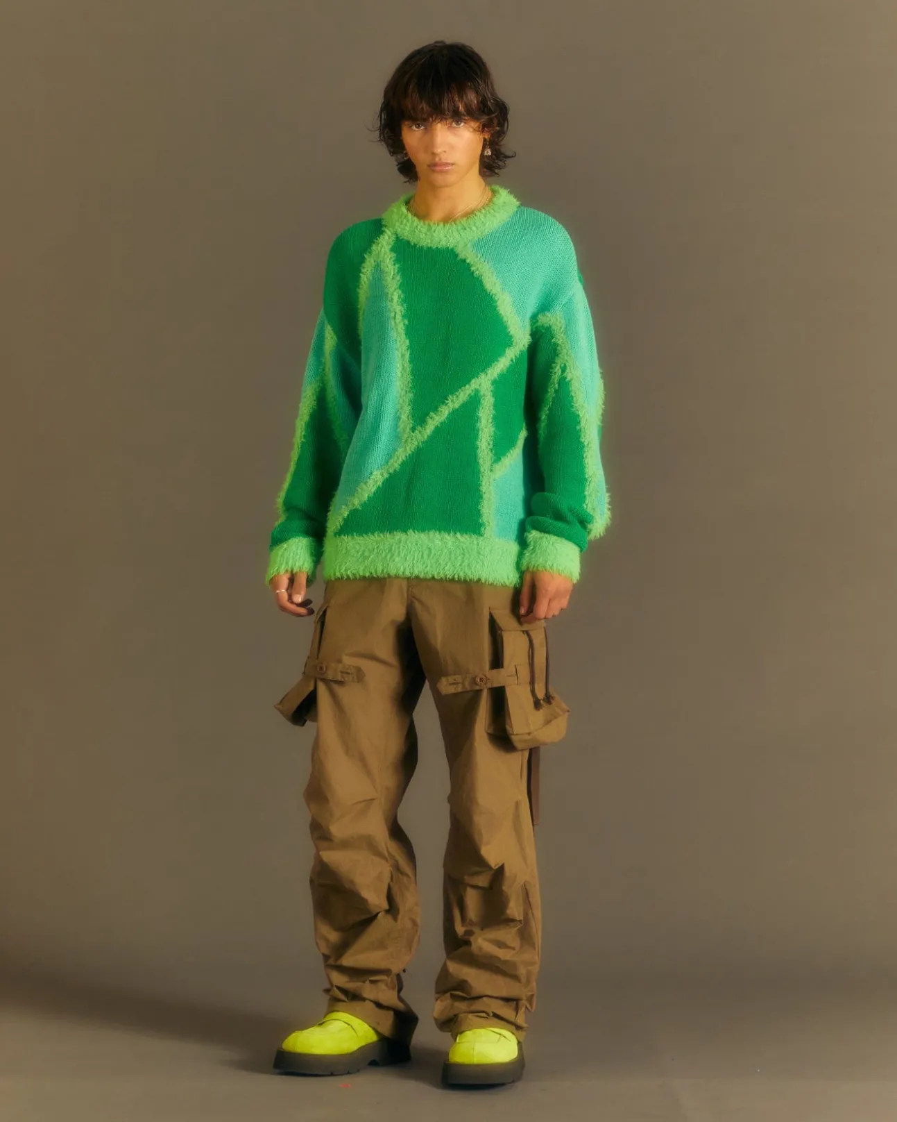 Andersson Bell (Men) Unisex Reims23 Intarsia Sweater Atb858U(Green/Lime)-Men Knitwear