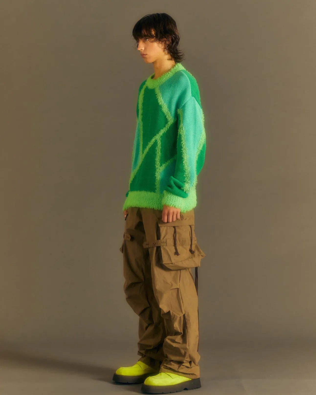 Andersson Bell (Men) Unisex Reims23 Intarsia Sweater Atb858U(Green/Lime)-Men Knitwear