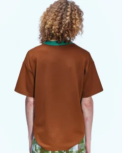 Andersson Bell (Men)(Essential) Unisex Logo Embroidery Ponte T-Shirts Atb902U(Brown)-Men T-Shirts