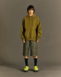Andersson Bell Mesh Panel Contrast Hoodie Atb869M(Khaki)-Men T-Shirts