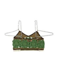 Andersson Bell Mila Hand Crochet Top Atb875W(Green)-Women Tops