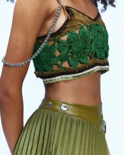 Andersson Bell Mila Hand Crochet Top Atb875W(Green)-Women Tops