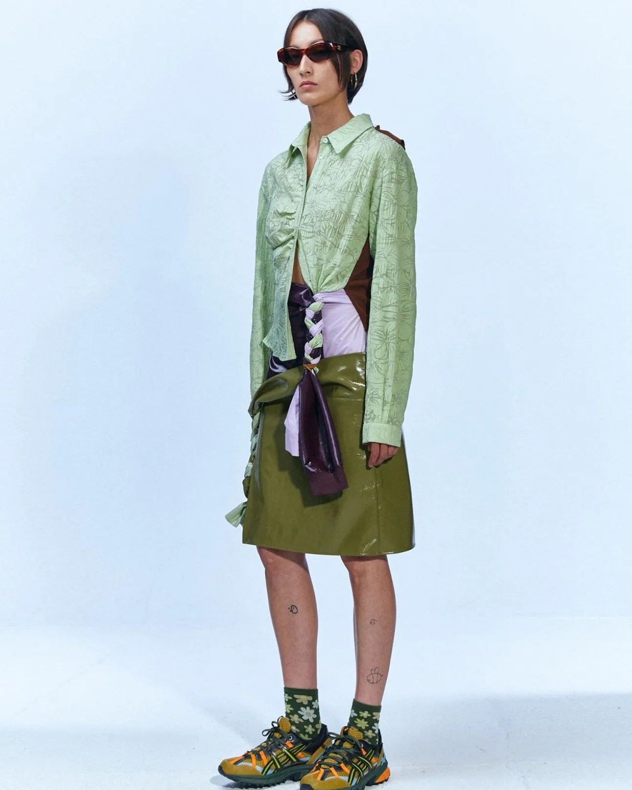 Andersson Bell Moeka Knit Combination Shirts Atb887W(Jade)-Women Blouses