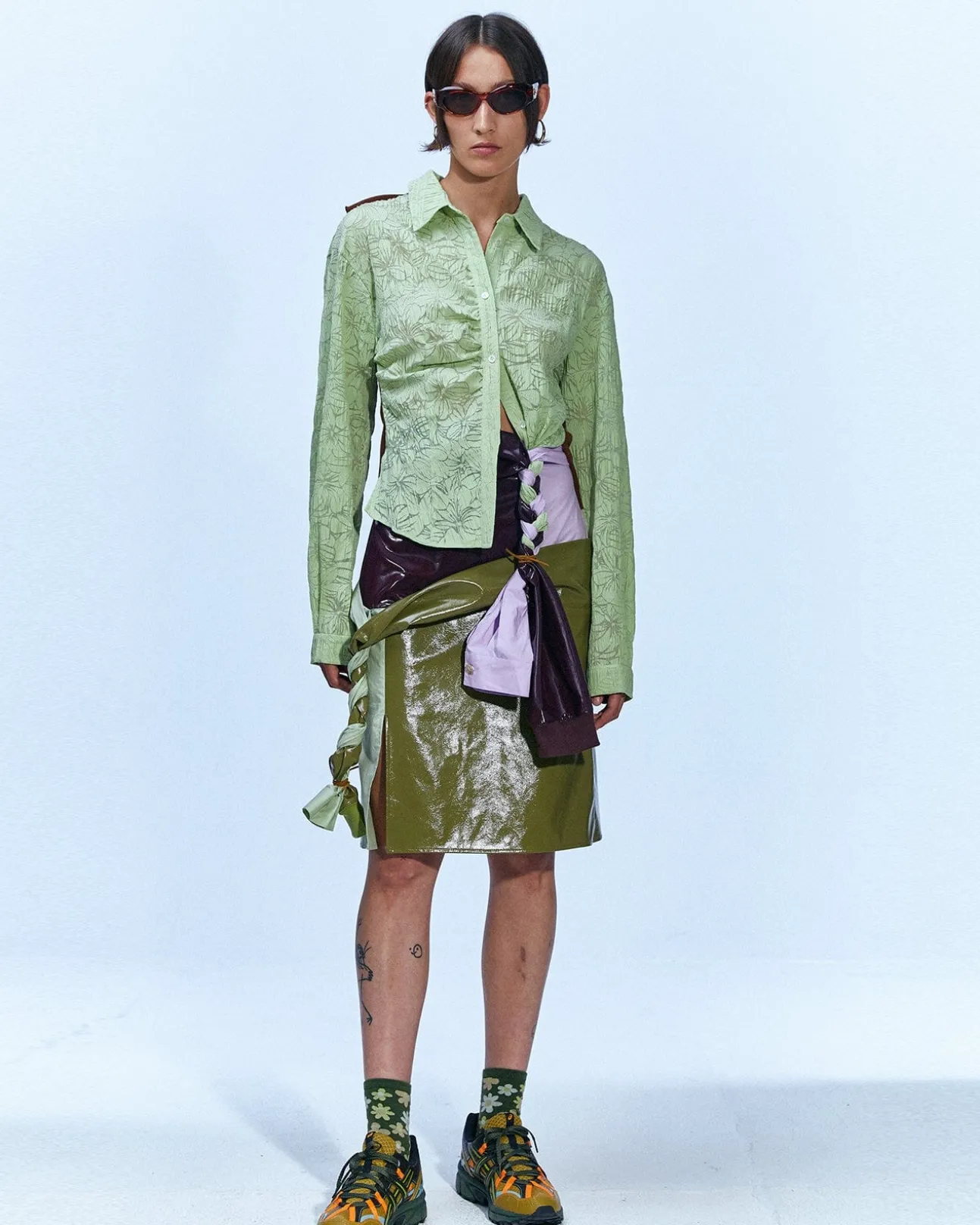 Andersson Bell Moeka Knit Combination Shirts Atb887W(Jade)-Women Blouses