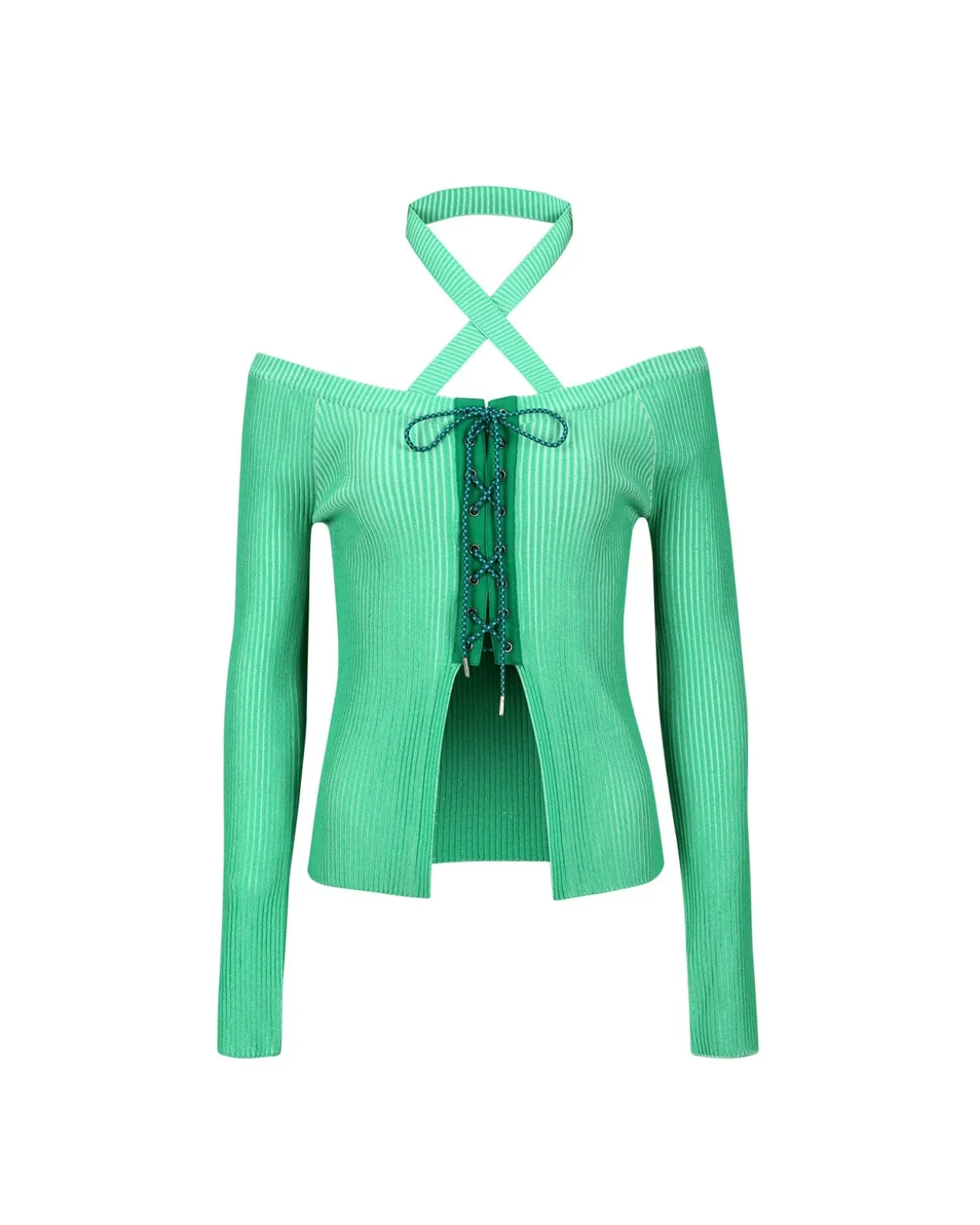 Andersson Bell Mona Knitted Corset Top Atb877W(Green)-Women Tops