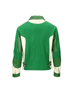 Andersson Bell Motorcycle Leather Varsity Jacket Awa502M(Green)-Men Outerwear