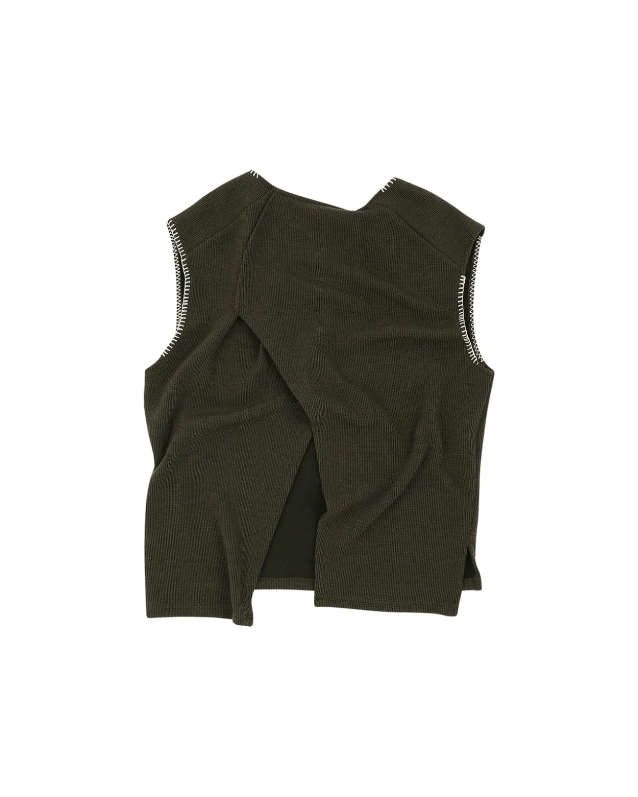 Andersson Bell Mushman Embroidery Knit Vest Atb956M(Khaki)-Men Knitwear
