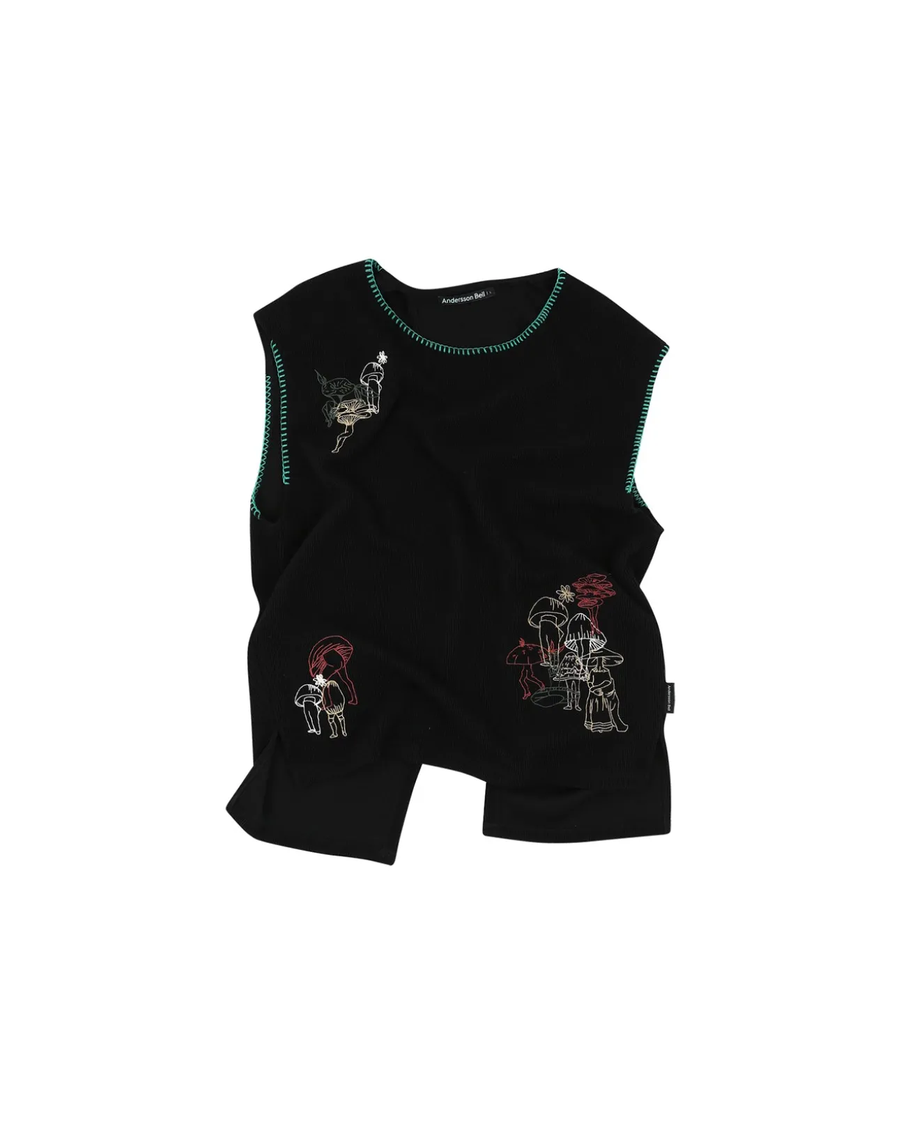 Andersson Bell Mushman Embroidery Knit Vest Atb956M(Black)-Men Knitwear