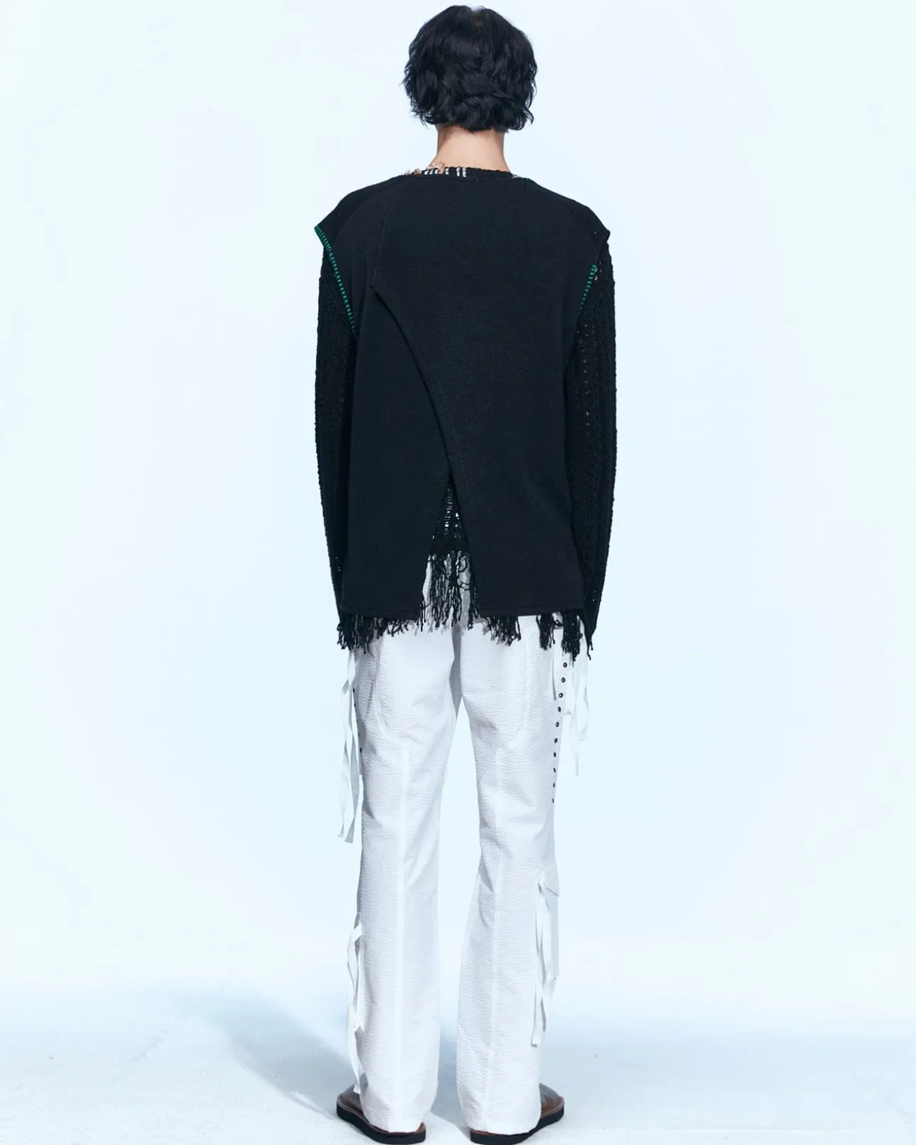 Andersson Bell Mushman Embroidery Knit Vest Atb956M(Black)-Men Knitwear