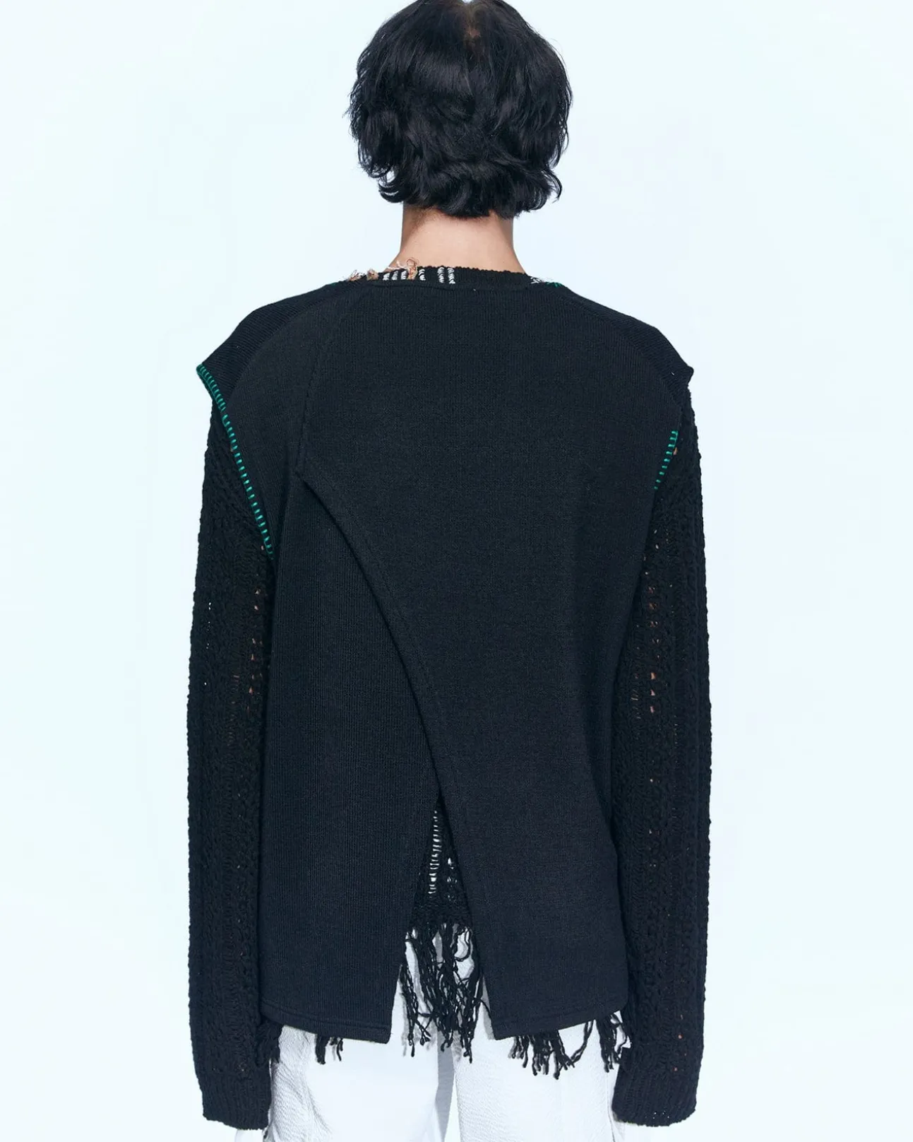 Andersson Bell Mushman Embroidery Knit Vest Atb956M(Black)-Men Knitwear