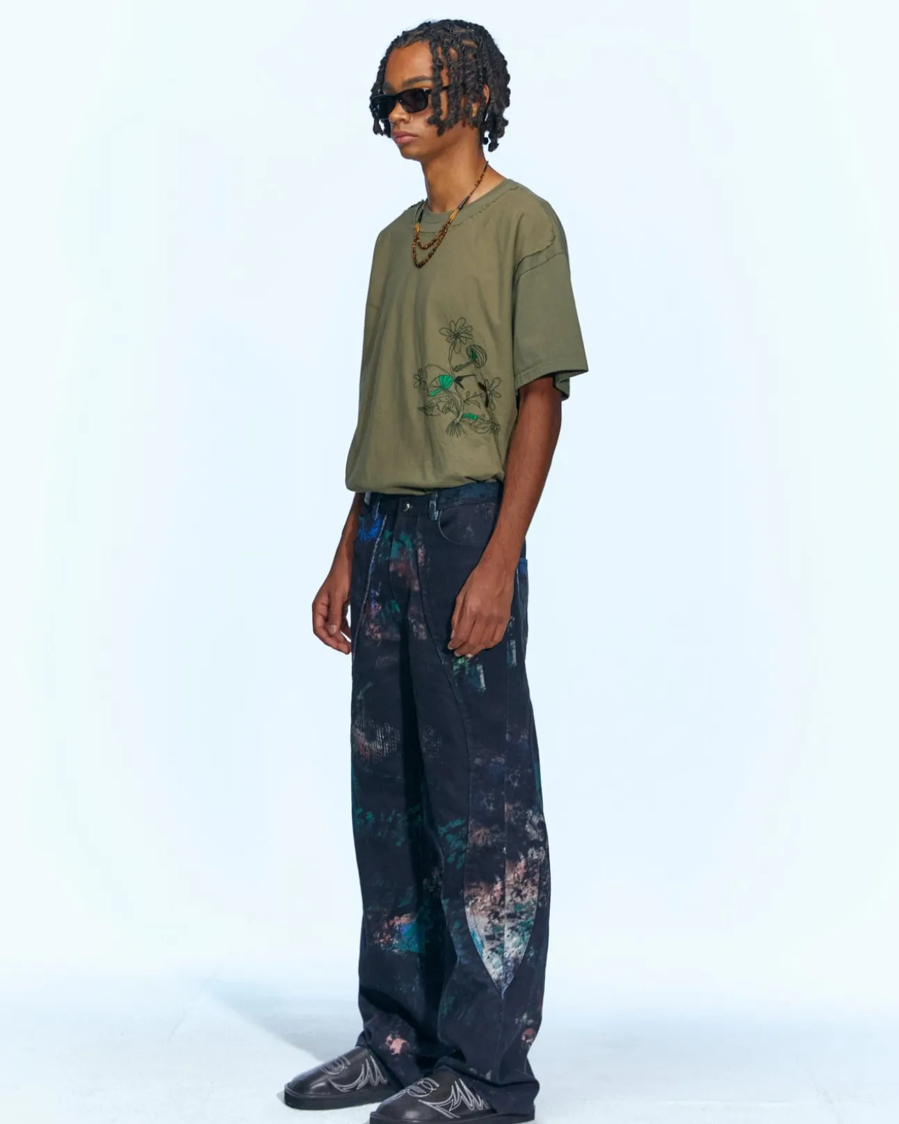 Andersson Bell Mushroom Embroidery Panel T-Shirt Atb964M(Khaki)-Men T-Shirts