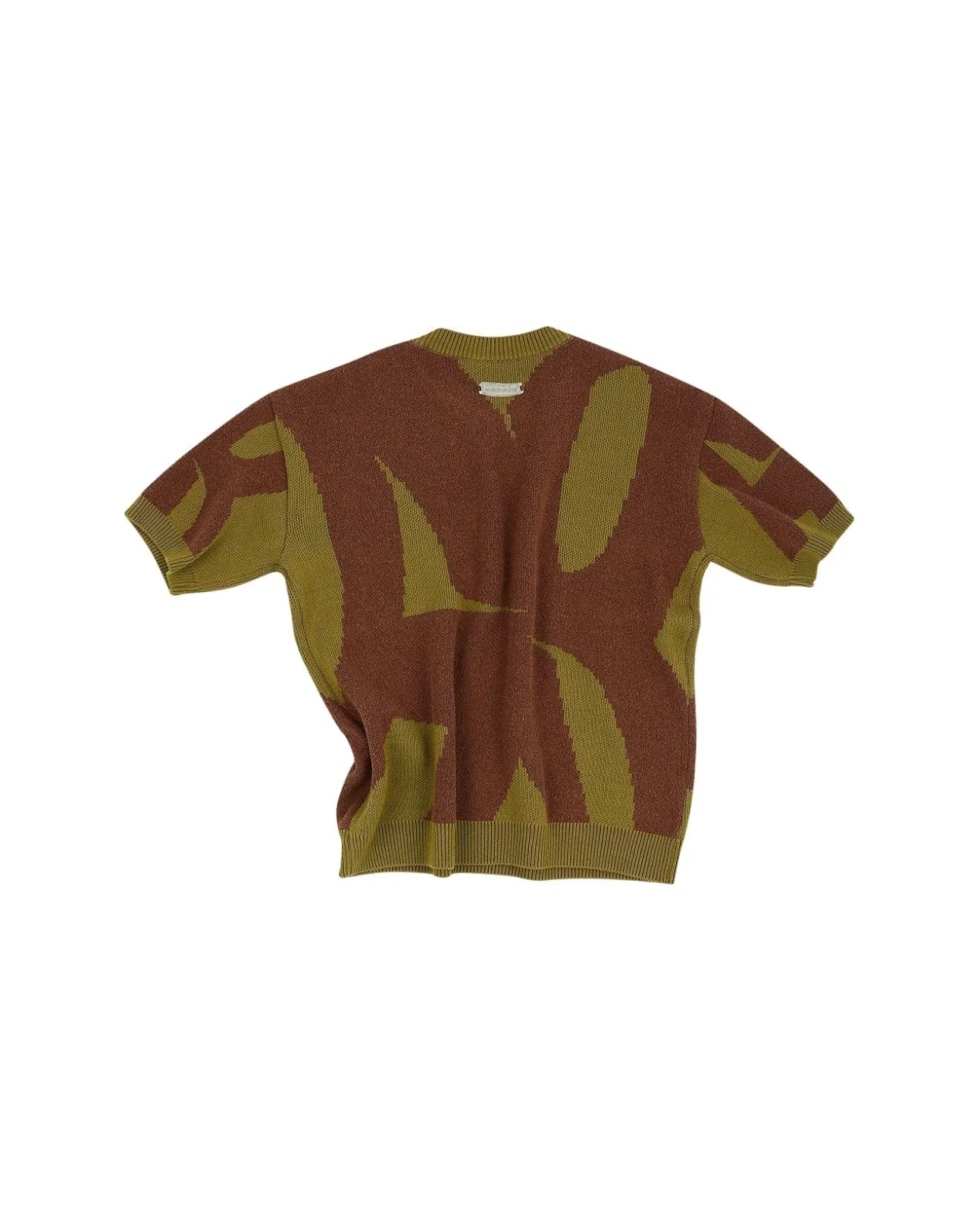 Andersson Bell New Ab Logo Jacquard Short Sleeve Knit Atb864M(Khaki)-Men Knitwear