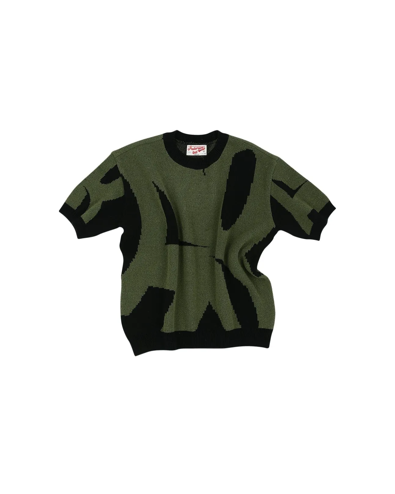 Andersson Bell New Ab Logo Jacquard Short Sleeve Knit Atb864M(Black)-Men Knitwear