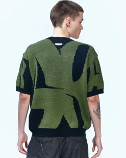 Andersson Bell New Ab Logo Jacquard Short Sleeve Knit Atb864M(Black)-Men Knitwear