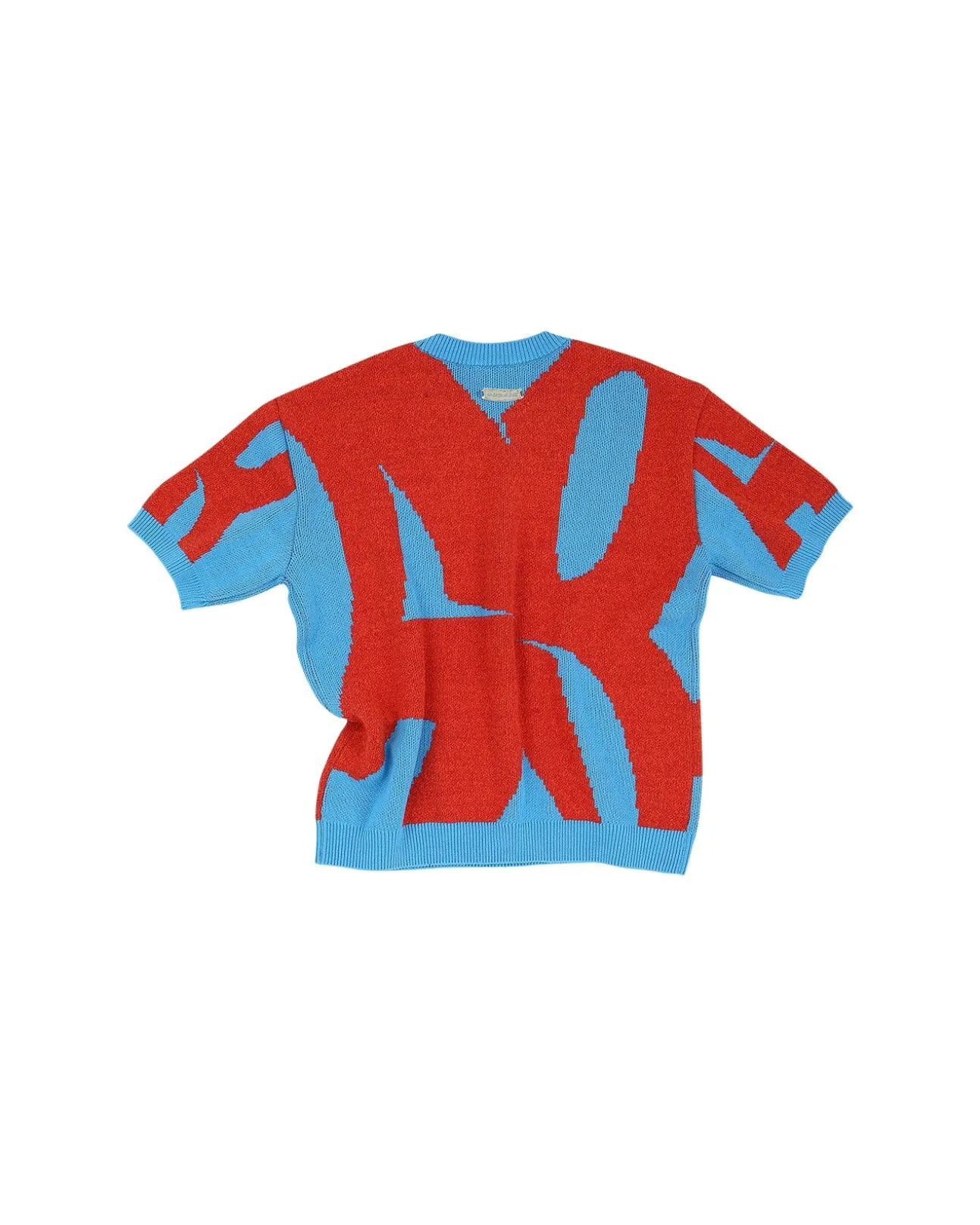 Andersson Bell New Ab Logo Jacquard Short Sleeve Knit Atb864M(Blue)-Men Knitwear