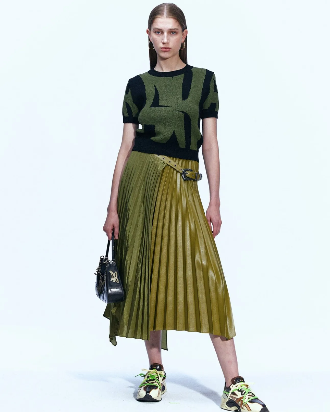 Andersson Bell Nicola Double Pleats Skirts Apa602W(Khaki)-Women Skirts