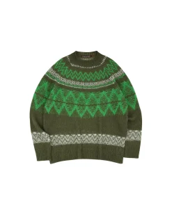 Andersson Bell Nordic Kid Mohair Raglan Sweater Atb859M(Khaki)-Men Knitwear