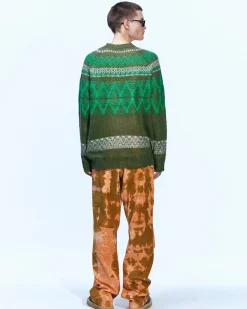 Andersson Bell Nordic Kid Mohair Raglan Sweater Atb859M(Khaki)-Men Knitwear