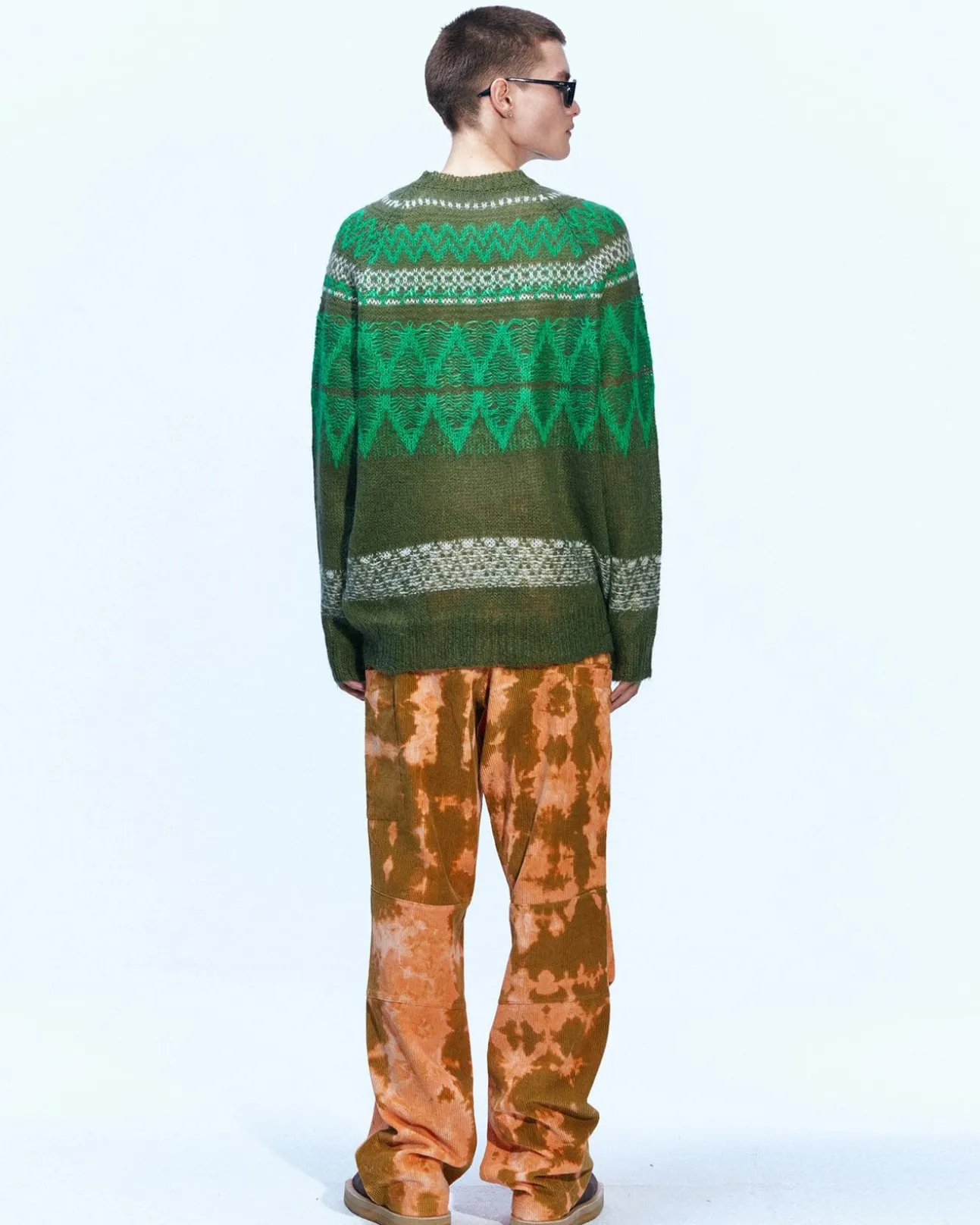 Andersson Bell Nordic Kid Mohair Raglan Sweater Atb859M(Khaki)-Men Knitwear