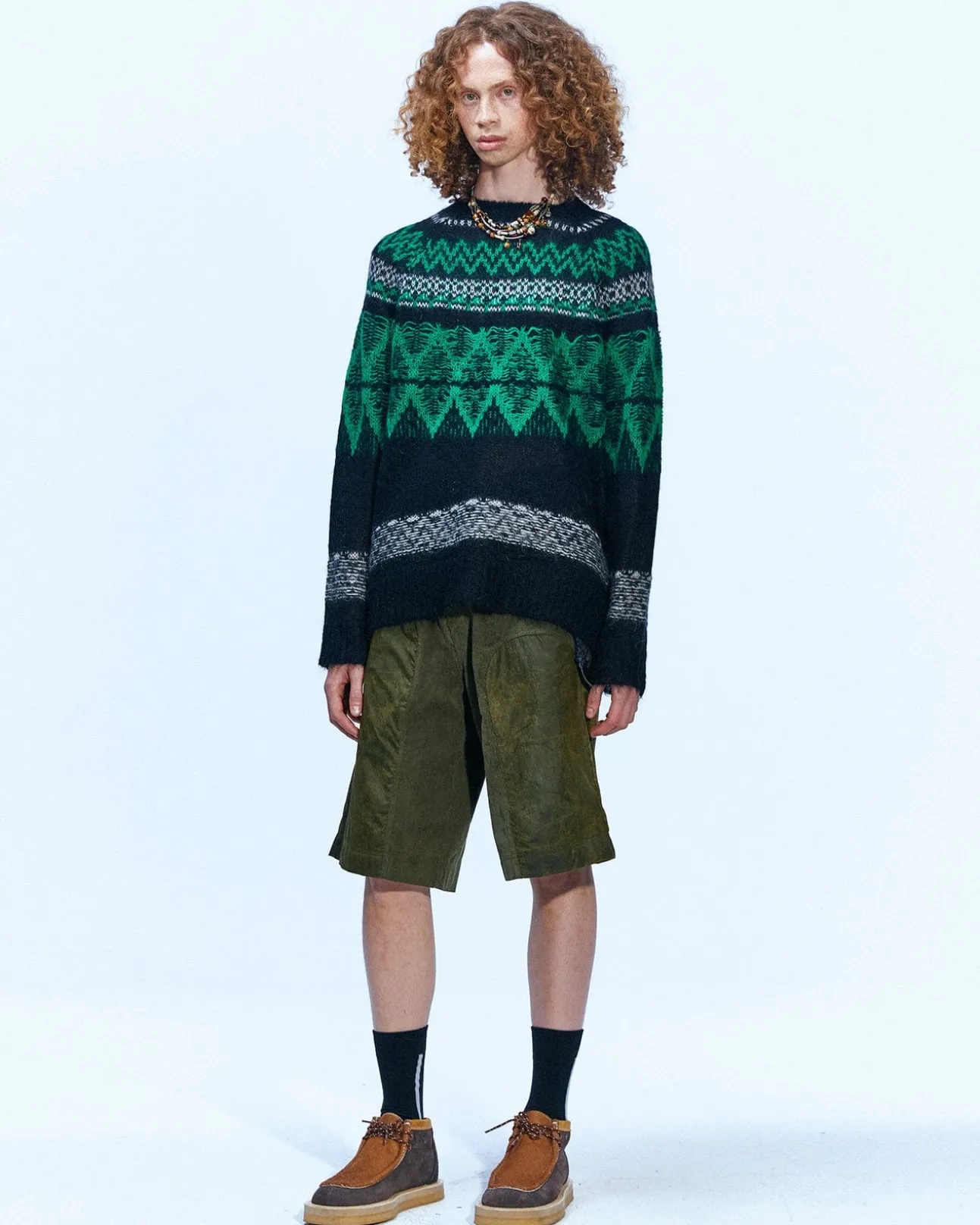 Andersson Bell Nordic Kid Mohair Raglan Sweater Atb859M(Black)-Men Knitwear
