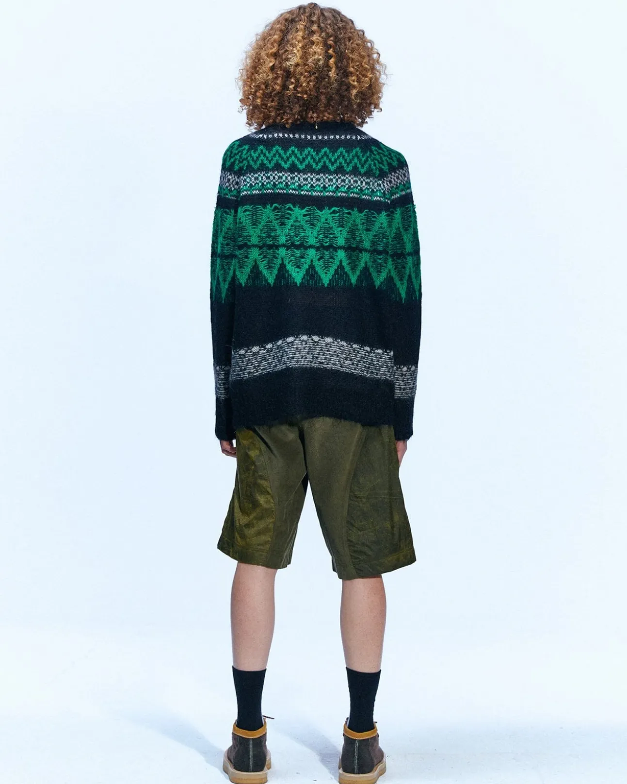 Andersson Bell Nordic Kid Mohair Raglan Sweater Atb859M(Black)-Men Knitwear