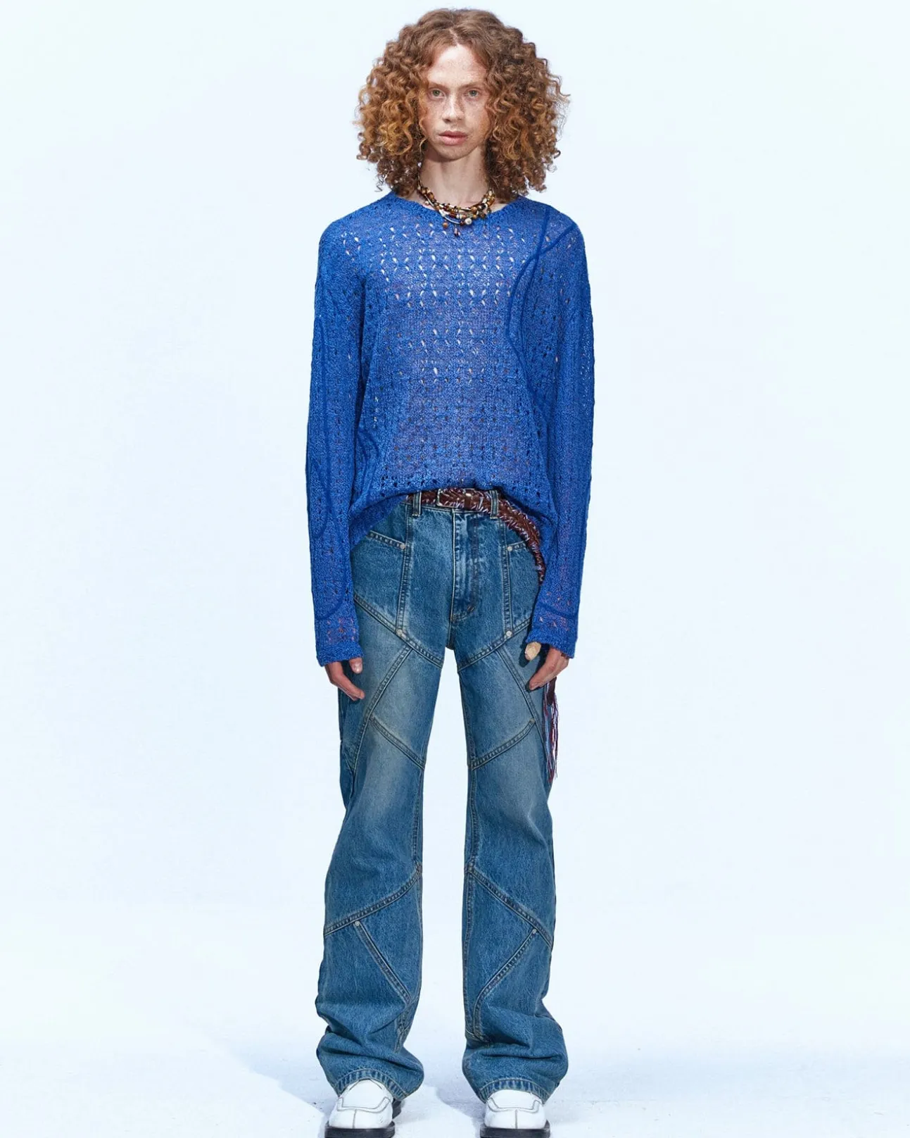 Andersson Bell Panel Carpenter Boot-Cut Jeans Apa610M(Washed Blue)-Men Trousers