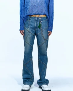 Andersson Bell Panel Carpenter Boot-Cut Jeans Apa610M(Washed Blue)-Men Trousers