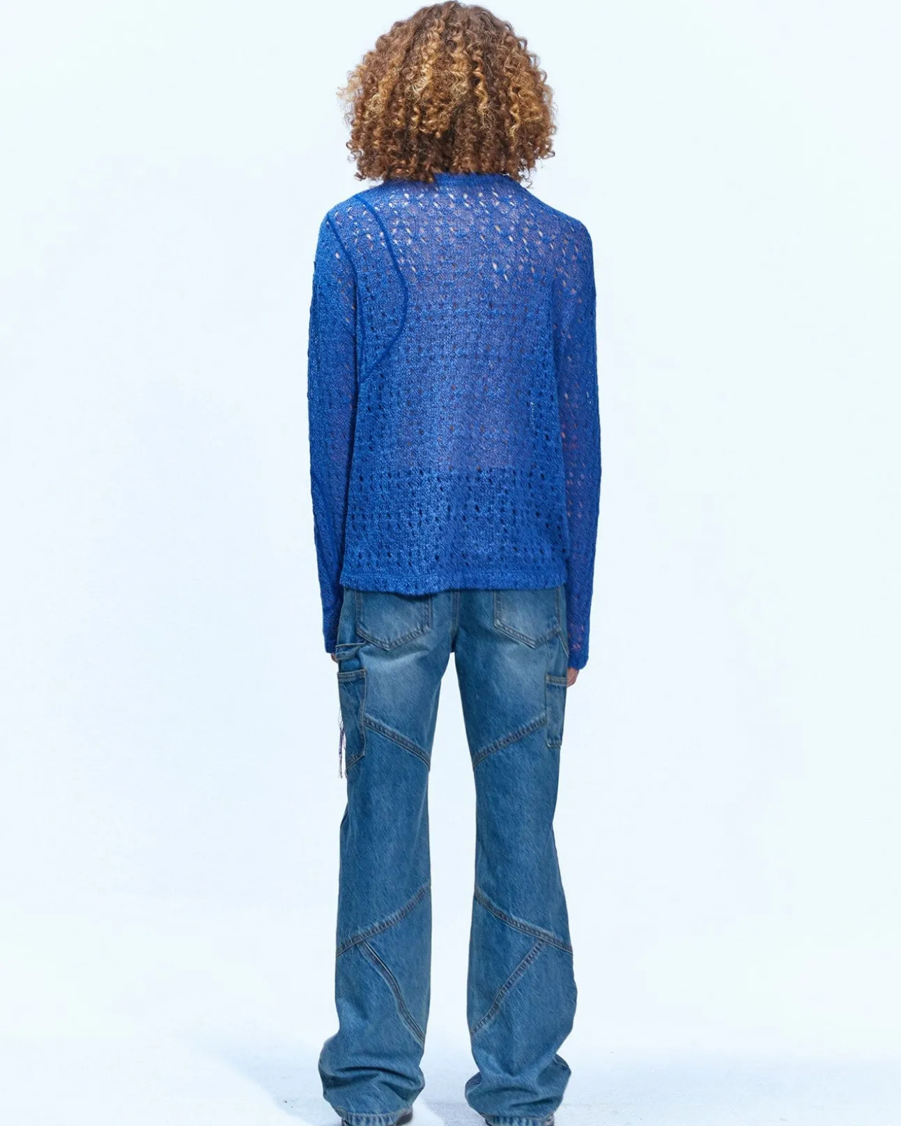 Andersson Bell Panel Carpenter Boot-Cut Jeans Apa610M(Washed Blue)-Men Trousers