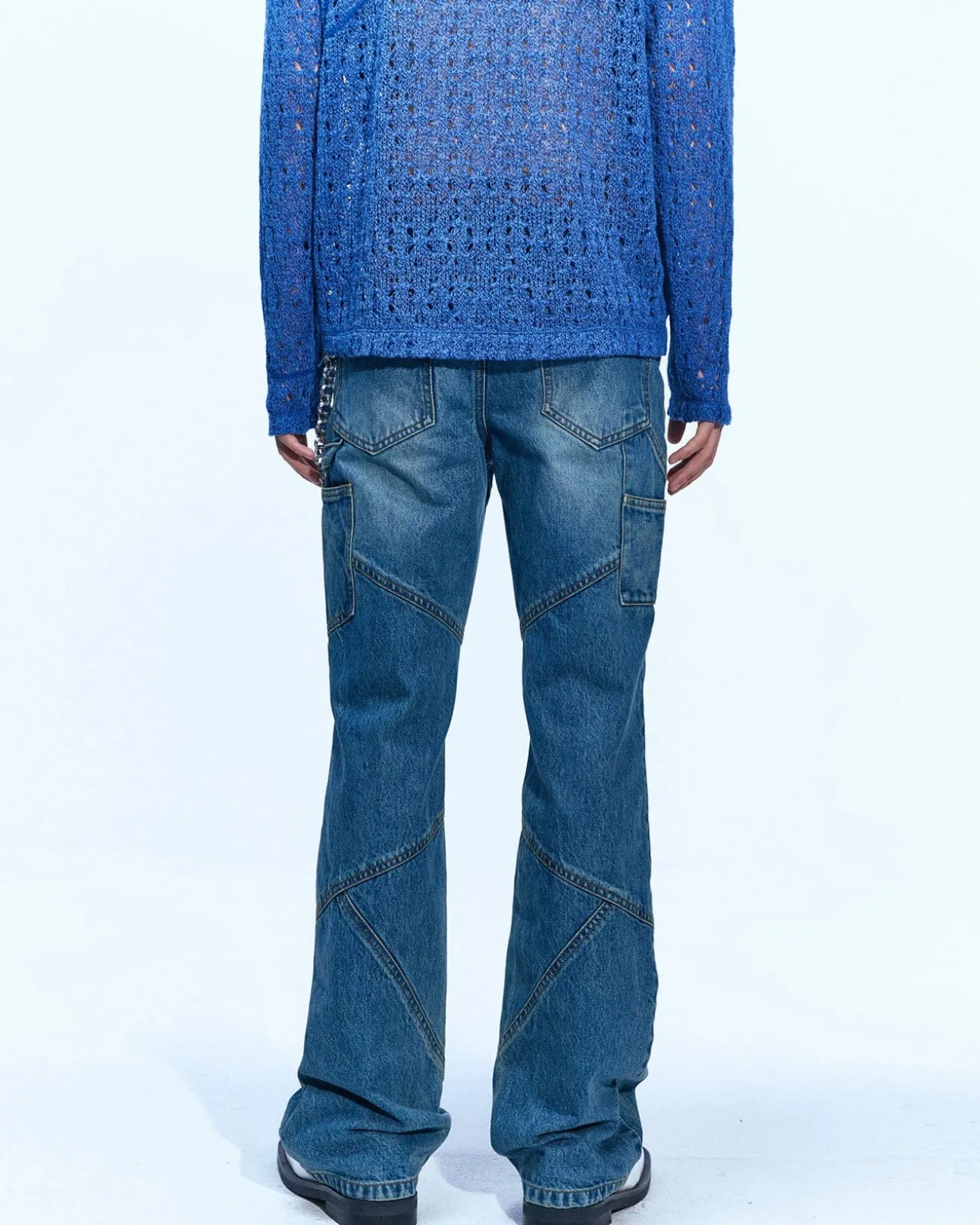 Andersson Bell Panel Carpenter Boot-Cut Jeans Apa610M(Washed Blue)-Men Trousers