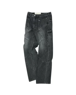 Andersson Bell Panel Carpenter Boot-Cut Jeans Apa610M(Washed Black)-Men Trousers