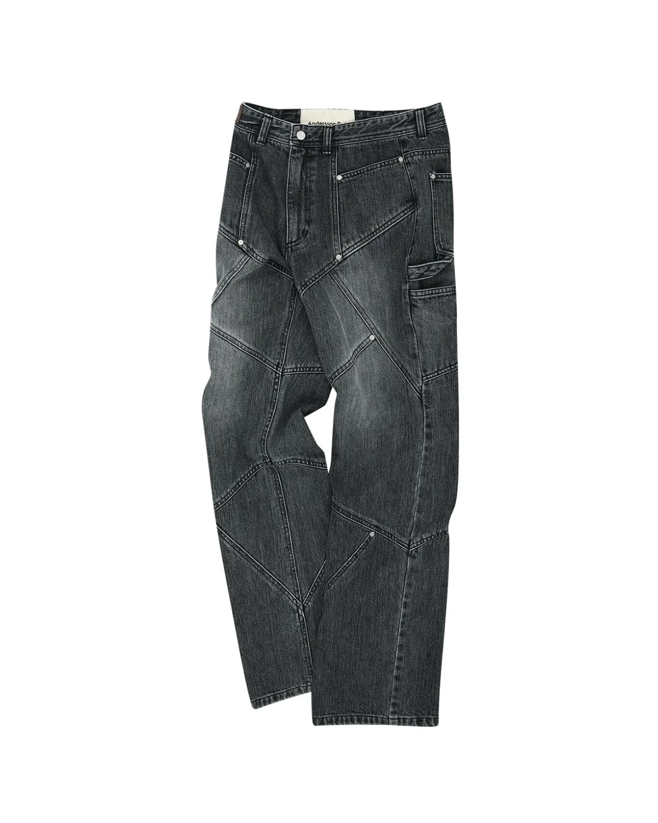 Andersson Bell Panel Carpenter Boot-Cut Jeans Apa610M(Washed Black)-Men Trousers