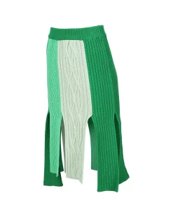 Andersson Bell Paola Knitted Panelled Skirt Apa598W(Green)-Women Skirts