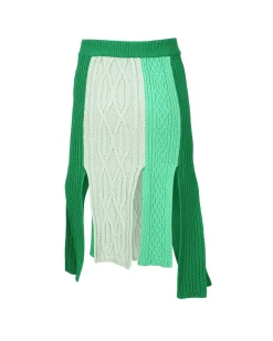 Andersson Bell Paola Knitted Panelled Skirt Apa598W(Green)-Women Skirts