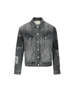 Andersson Bell Patchwork Denim Jacket Awa508M(Black)-Men Outerwear