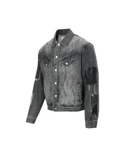 Andersson Bell Patchwork Denim Jacket Awa508M(Black)-Men Outerwear