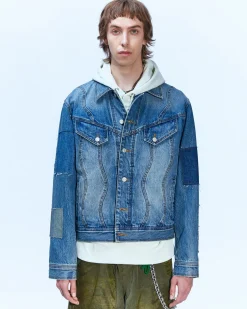 Andersson Bell Patchwork Denim Jacket Awa508M(Blue)-Men Outerwear