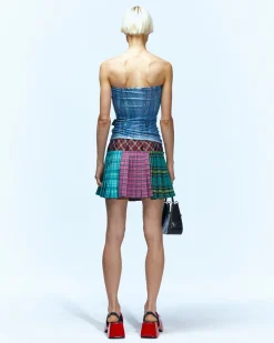Andersson Bell Paulina Check On Check Bustier Skirt Apa627W(Multi)-Women Skirts