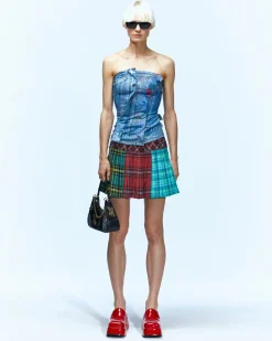 Andersson Bell Printed Tube Top Atb930W(Blue)-Women Tops