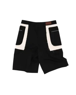 Andersson Bell Raw Edge Cargo Shorts Apa641M(Black)-Men Trousers