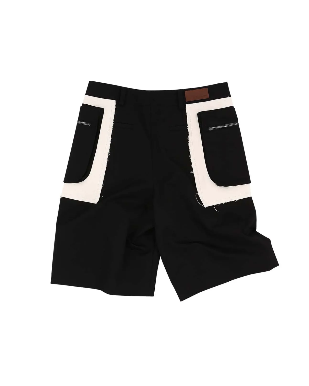Andersson Bell Raw Edge Cargo Shorts Apa641M(Black)-Men Trousers