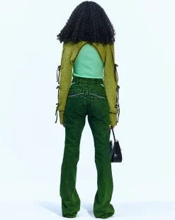 Andersson Bell Senko Hairy Lace Up Knit Bolero Atb889W(Olive)-Women Tops