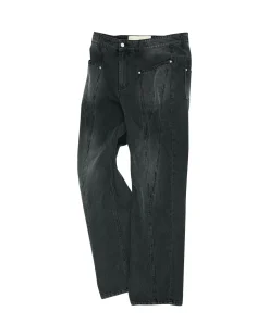 Andersson Bell Sierra Panel Wide-Leg Jeans Apa608M(Washed Black)-Men Trousers